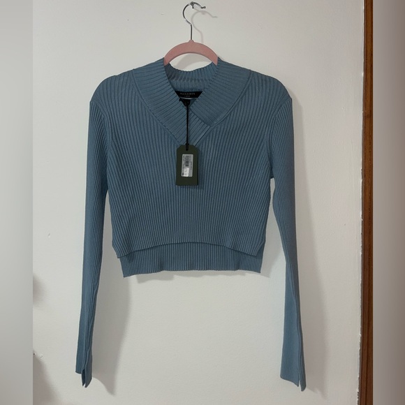 All Saints Blue Ribbed Sweater - Picture 2 of 4